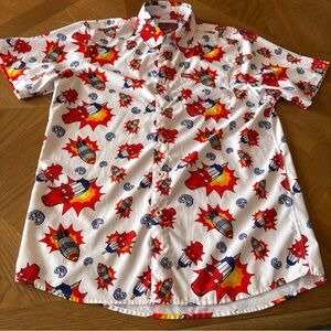 DIXXON Red and White Graphic Button Down Shirt